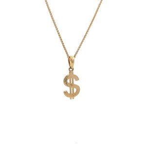 18K Gold Necklace Chain 17.75 inches Pendant Dollar Sign 2.43 grams